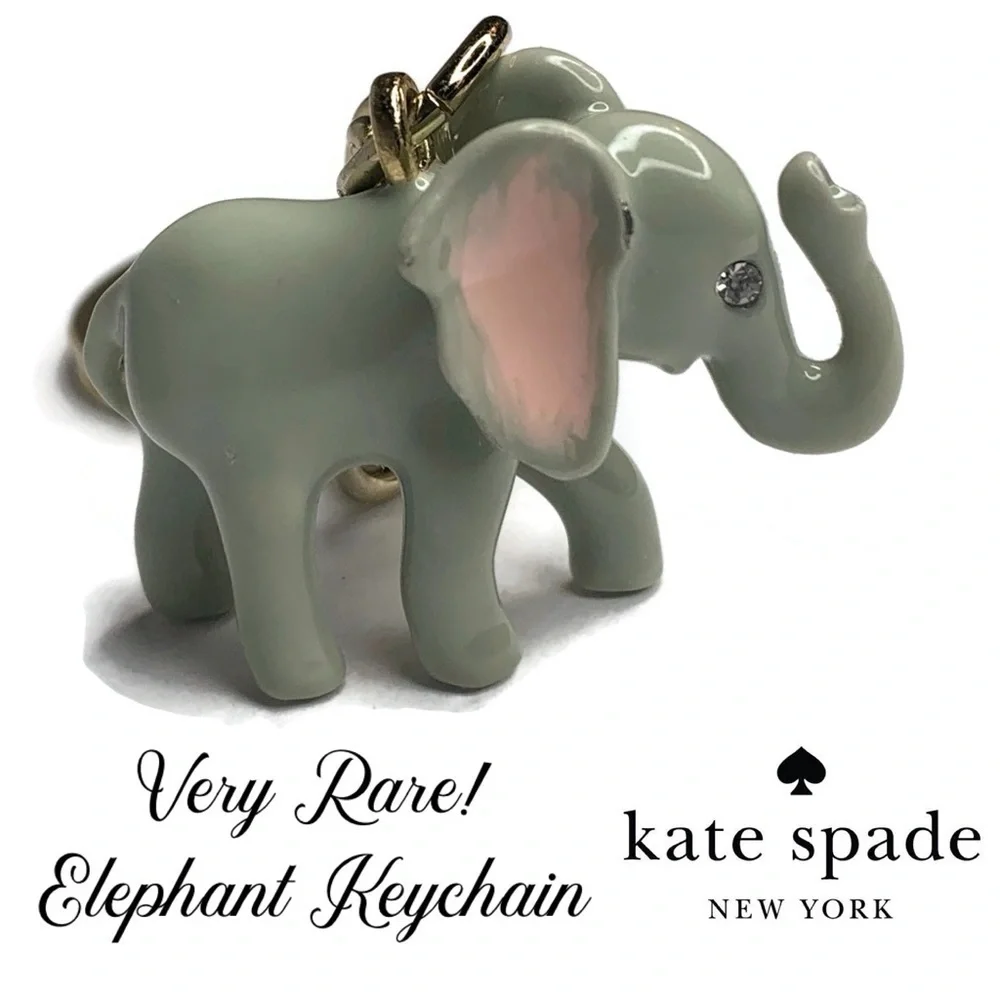 Kate Spade Gray Elephant 🐘 Keychain Fob RARE